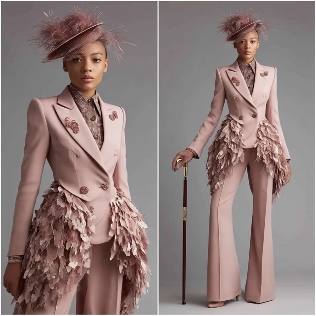 Dusty Rose Blazer and Trousers Fashion