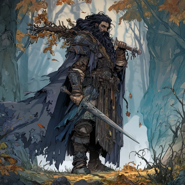 Brooding Warrior in Gothic Forest