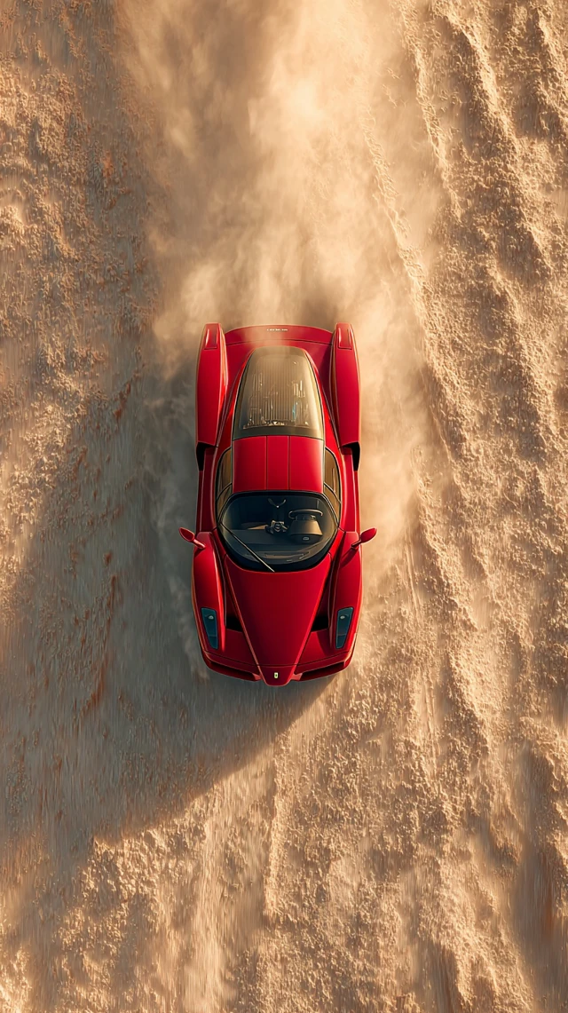 Ferrari Enzo Driving Through the Desert Sand