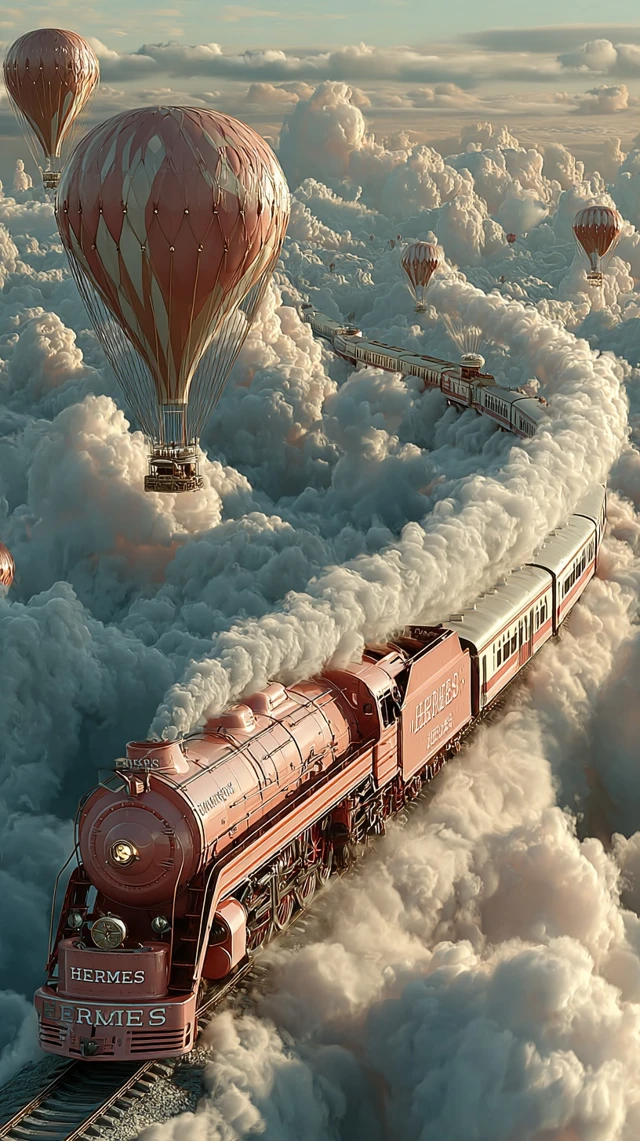 Hermes Flying Locomotive Dreamlike Aerial View