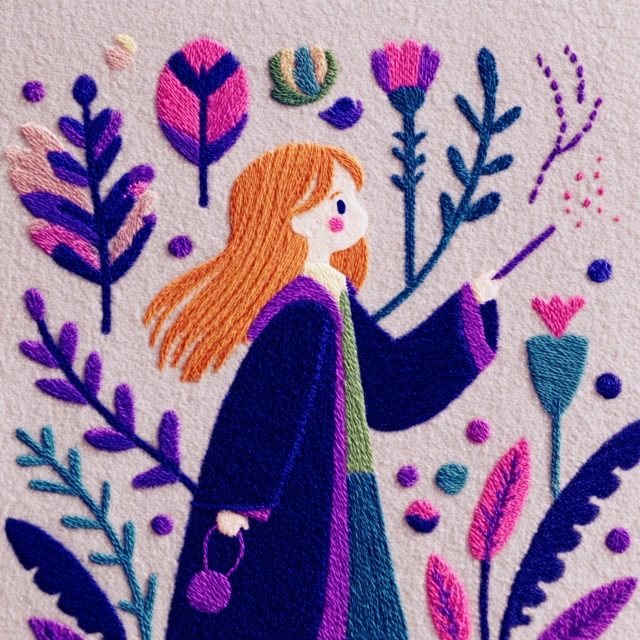 Hermione Granger Embroidery Art Cartoon Style