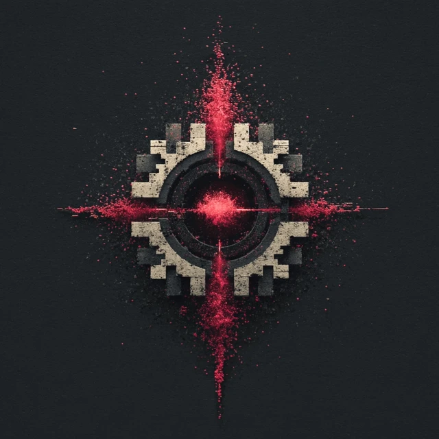 Glitchy Alien Frequency Emblem Crimson and Black