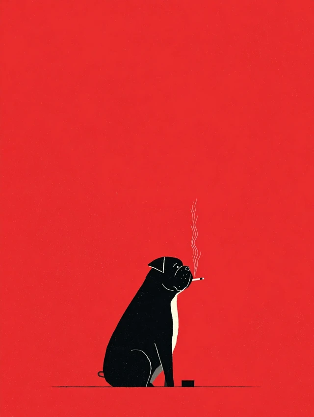 Funny Dog Illustration Minimalist Art
