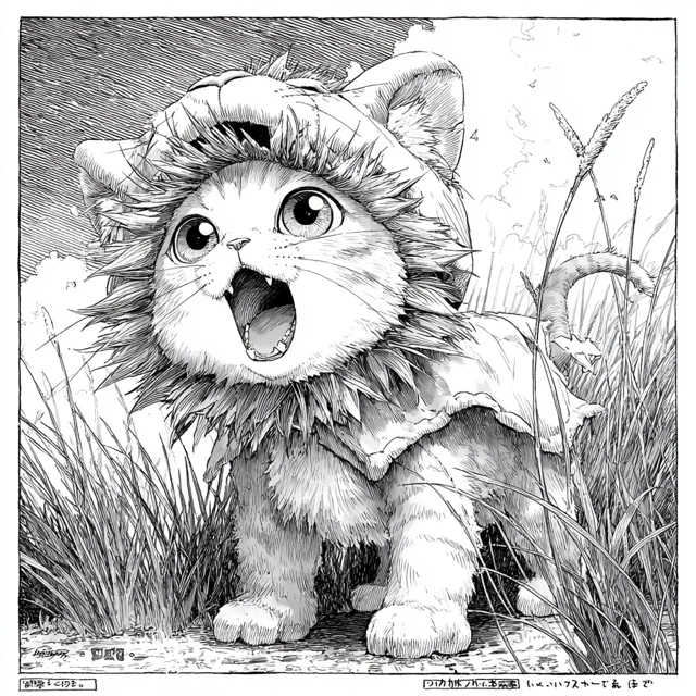 Manga Cat in Lion Costume Savannah Roar
