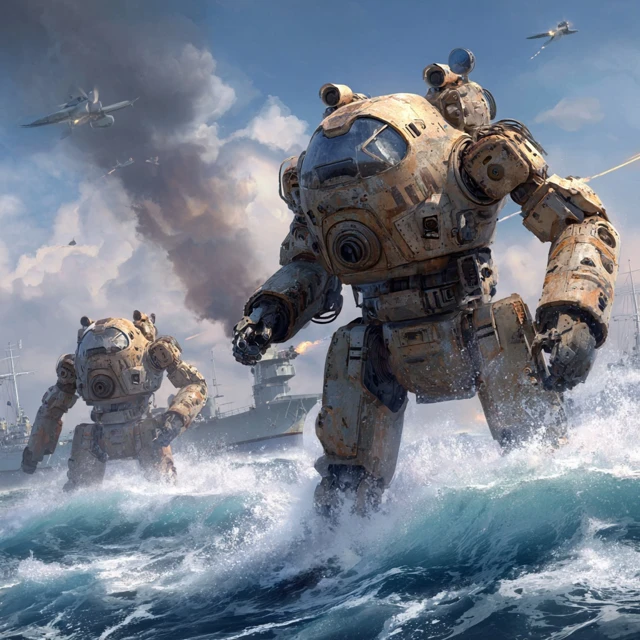 Robot War Invasion Sea Action