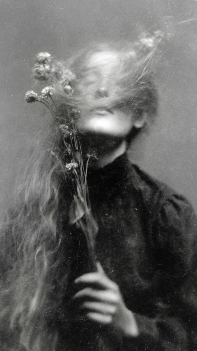 Photo Negative Woman with Flowers