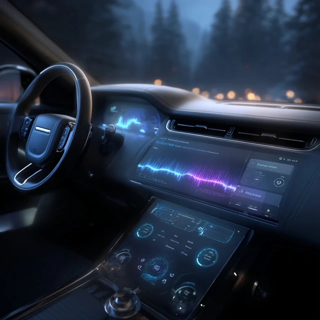 Car Dashboard Futuristic Technology Impressionist Style