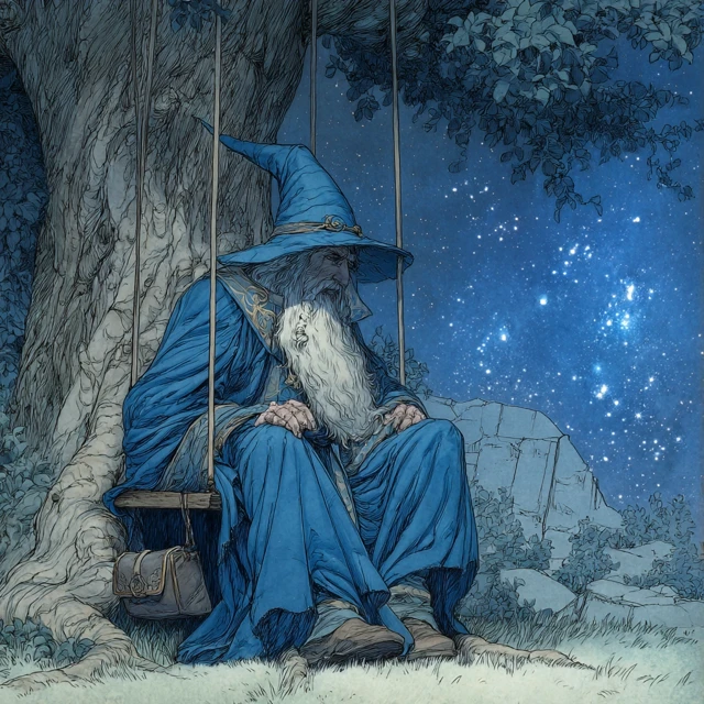 Gandalf on a Swing Lord of the Rings Artwork