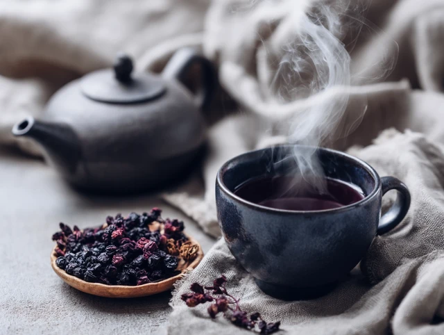 Cozy Elderberry Tea with Dried Berries