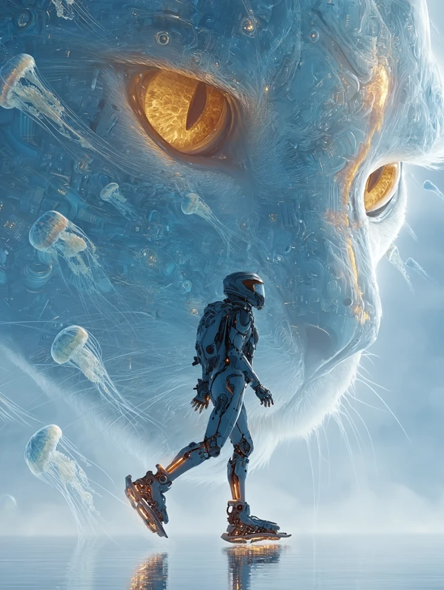 Futuristic Visionary Cat Cityscape
