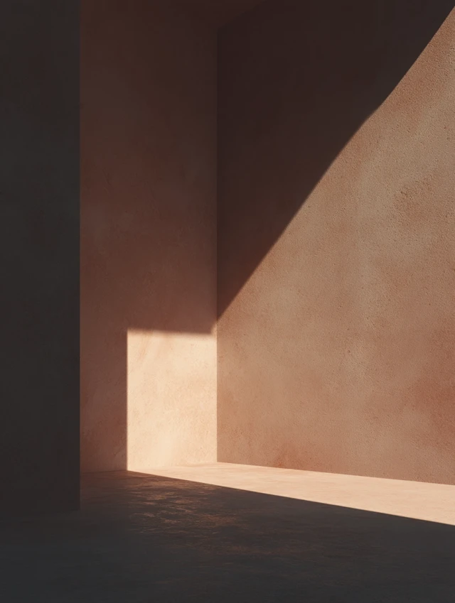 Minimalist Architectural Space Golden Hour Shadows