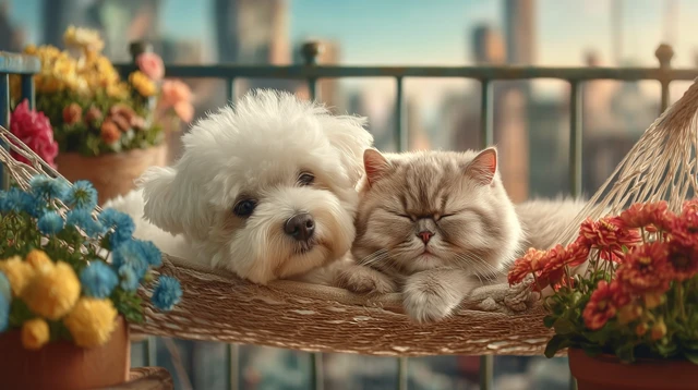 Bichon Frise Puppy Scottish Fold Kitten Bliss