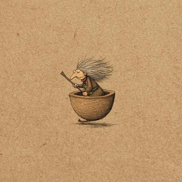 Baba Yaga Flying in a Stupa Russian Folklore