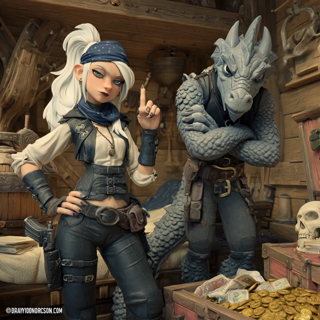D D Fighter and Dragon Rogue Treasure Heist