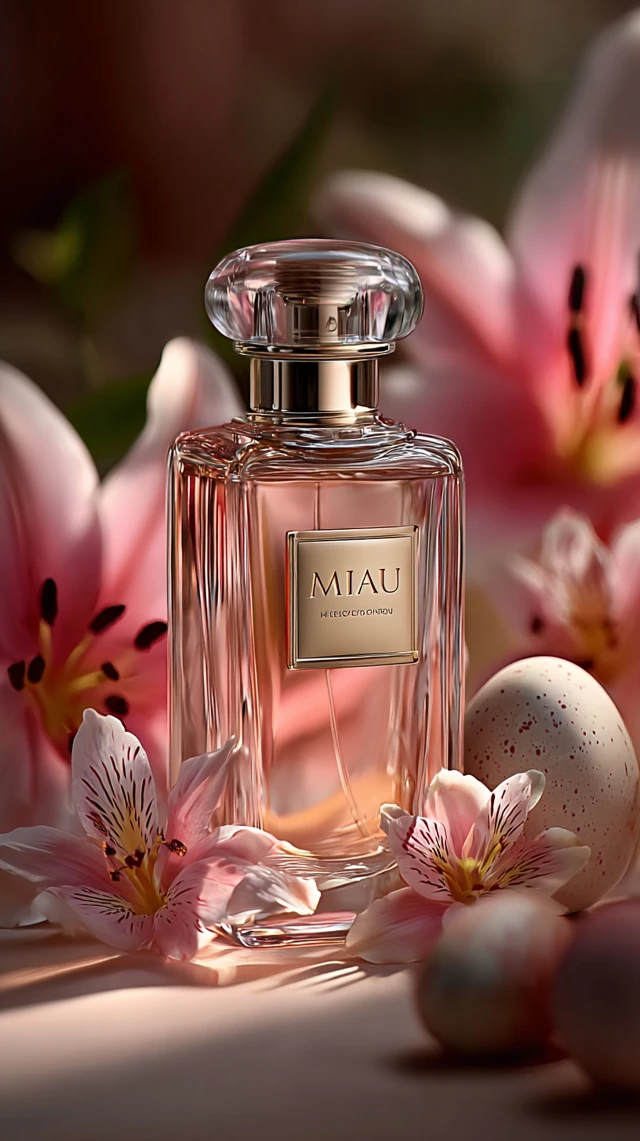 Luxury Perfume Bottle Easter Eggs Floral Ad