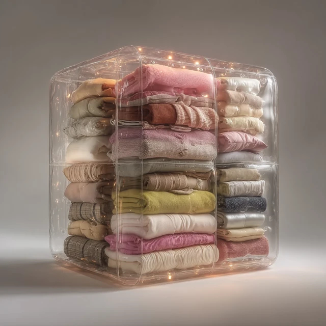 Transparent Inflatable Clothes Storage Cube