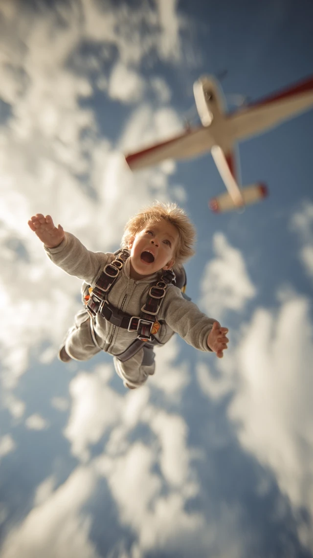 Baby Skydiving Epic Shot Funny and Thrilling