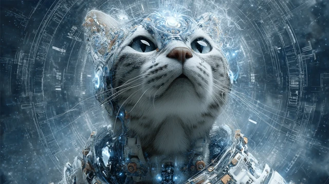Cybernetic Cat Futuristic Universe Technology