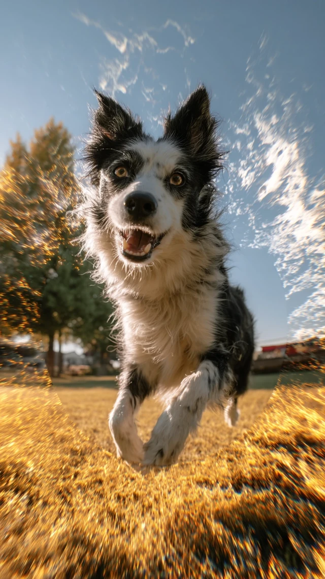 Border Collie Chasing Frisbee Wormhole Effect