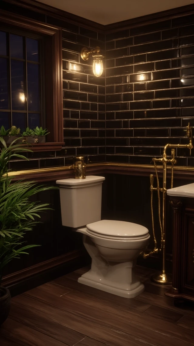 Steampunk Toilet in Vintage Industrial Bathroom