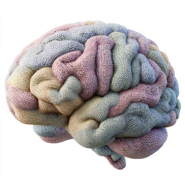 Knitted Brain 3D Illustration Pastel Colors Anatomical