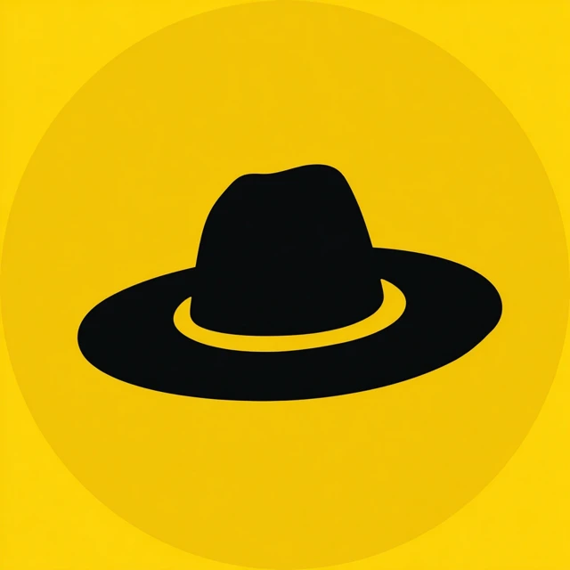 Black Hat Icon on Yellow Background