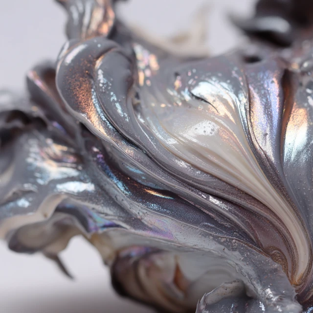 Iridescent Gray Fluid Slurry Abstract Art