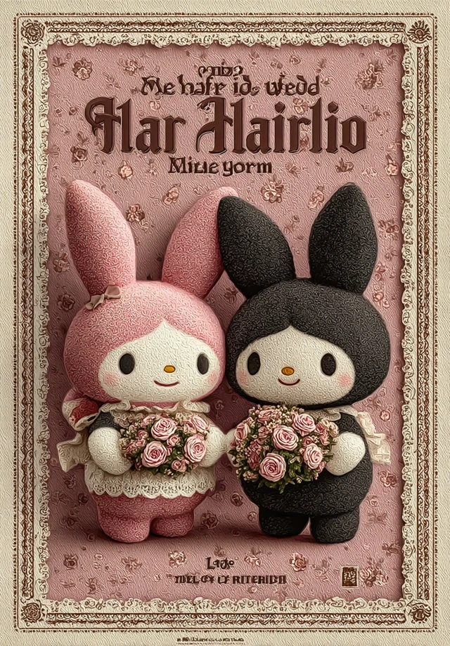 My Melody and Kuromi Kawaii Art with Flowers