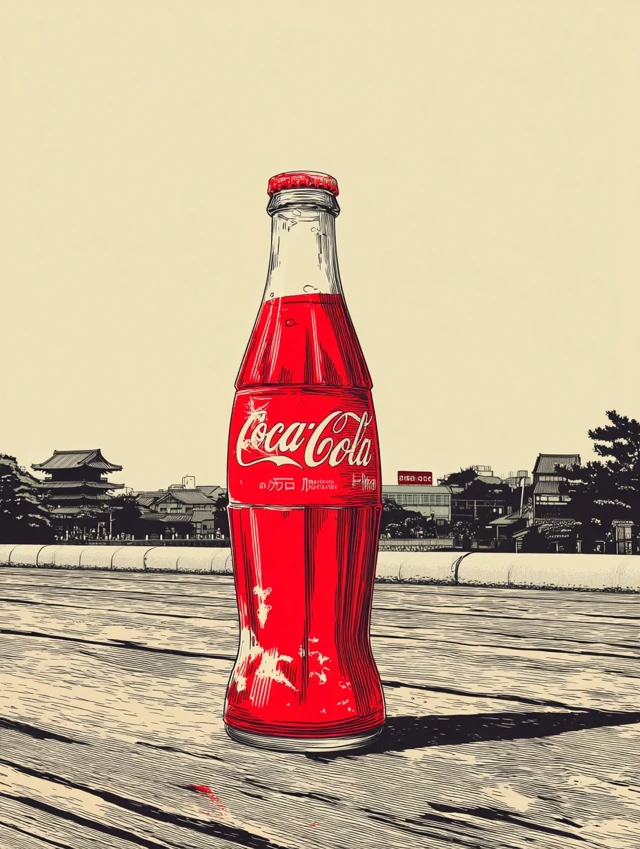 Coca Cola Bottle Poster Art Japanese Style