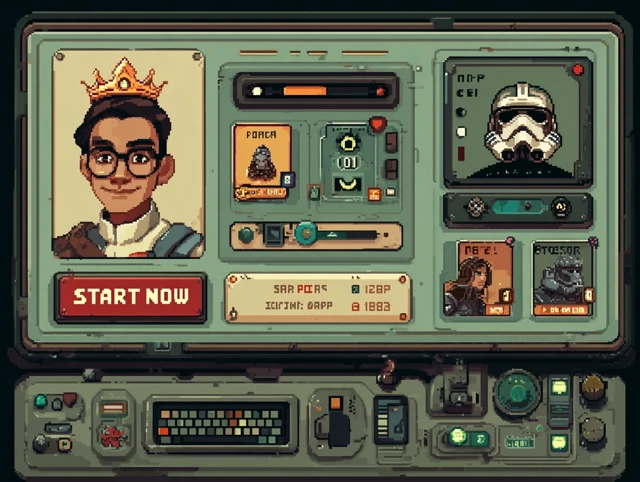 Retro Pixel Game Interface - Start Now! Star Wars Inspired