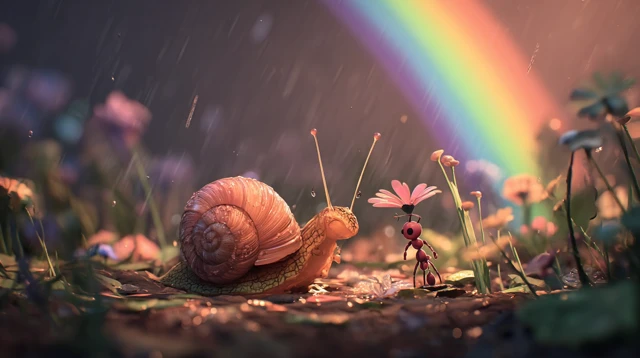 Snail and Ant Friendship Under a Rainbow