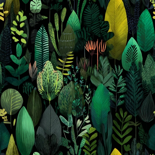 Jungle Wallpaper Pattern Green and Black