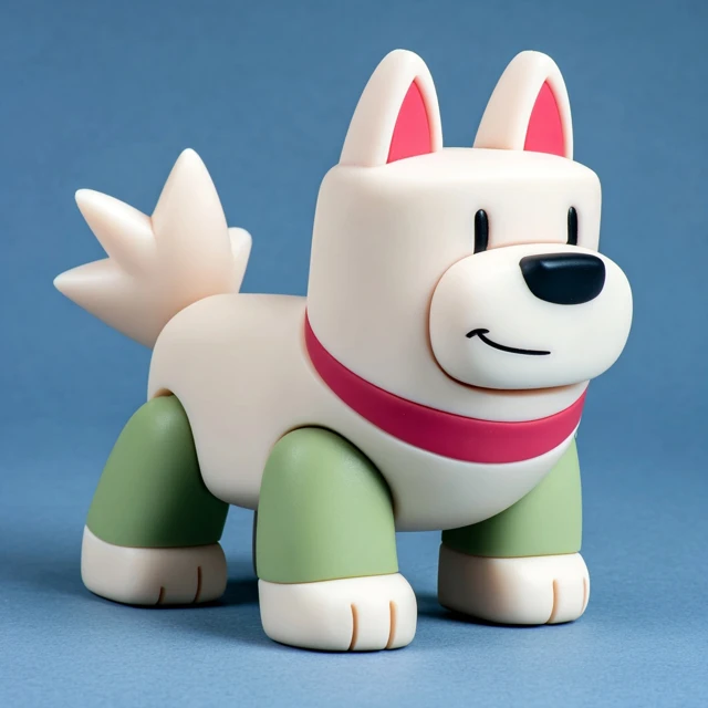 Vinyl Toy Dog 3D Animated Smooth Textures