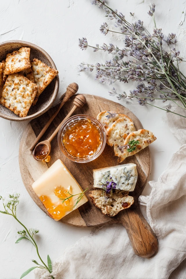 Sophisticated Cheese Board with Peach Lavender Jam