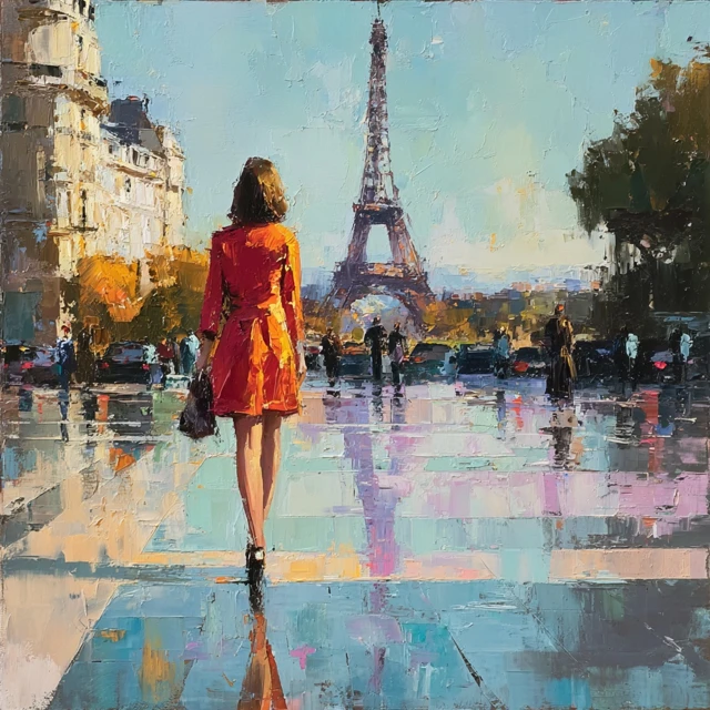 Woman in Paris Eiffel Tower Photography