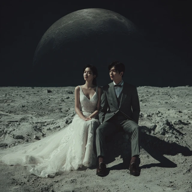 Korean Wedding Fashion Photoshoot on the Moon