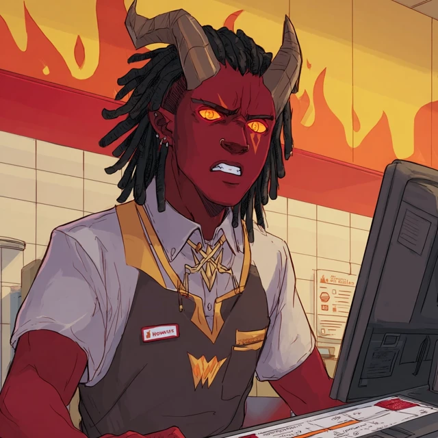 Devil Man Working at Waffle House