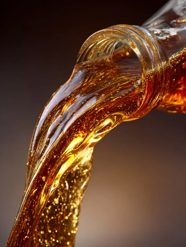 Golden Tea Seed Oil Pouring Liquid Photography