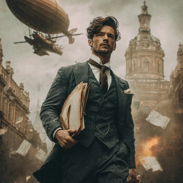 Steampunk Revolution A Handsome Man in a Gray Suit
