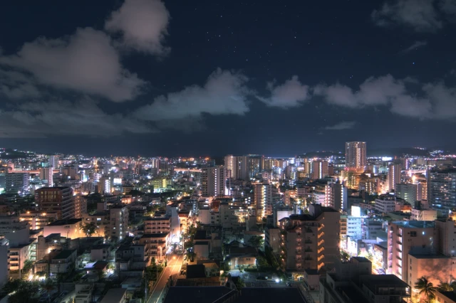 Night Cityscape of Naha Japan Panoramic View