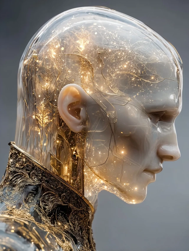 Cyborg Head Portrait Cinematic Lighting