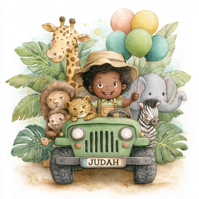 Safari Adventure Watercolor Illustration for Children