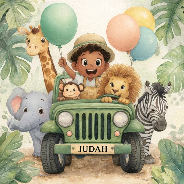 Safari Adventure Watercolor Illustration for Children