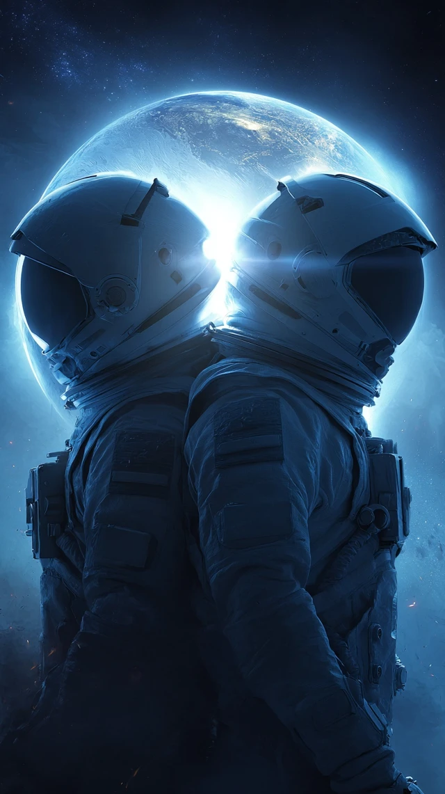 SciFi Astronauts in Dramatic Space Illustration