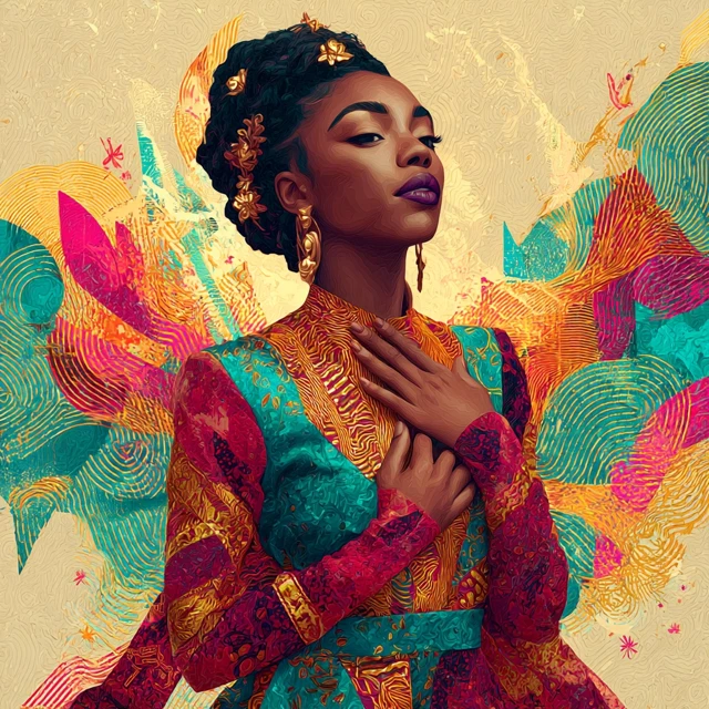 Digital Portrait Radiant Melanated Woman