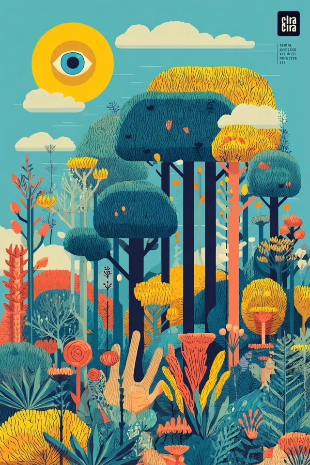 Hamsa Hand Illustration Nature Forest Happy Colors