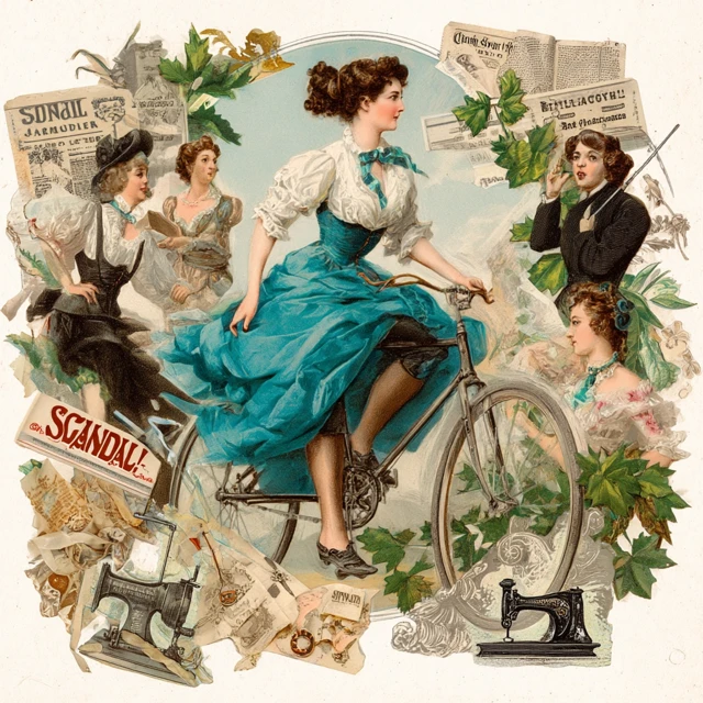 Vintage Collage: Cycling Woman Scandal! Empowering Illustration