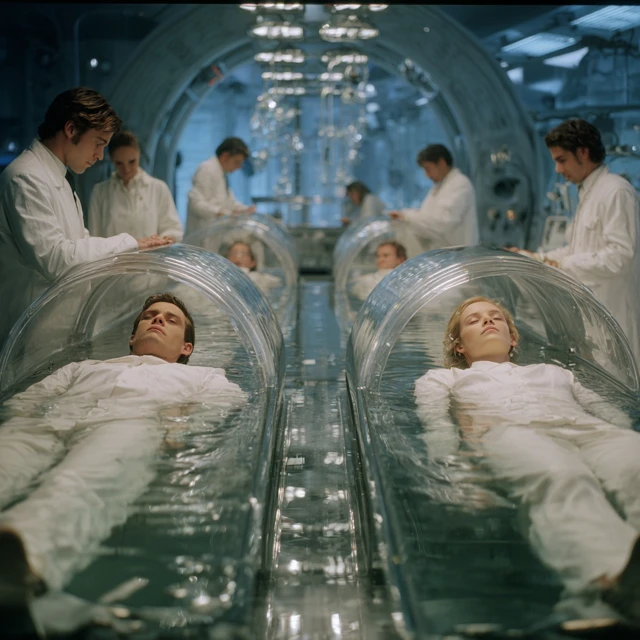 Futuristic Laboratory Sleeping Pods Scene
