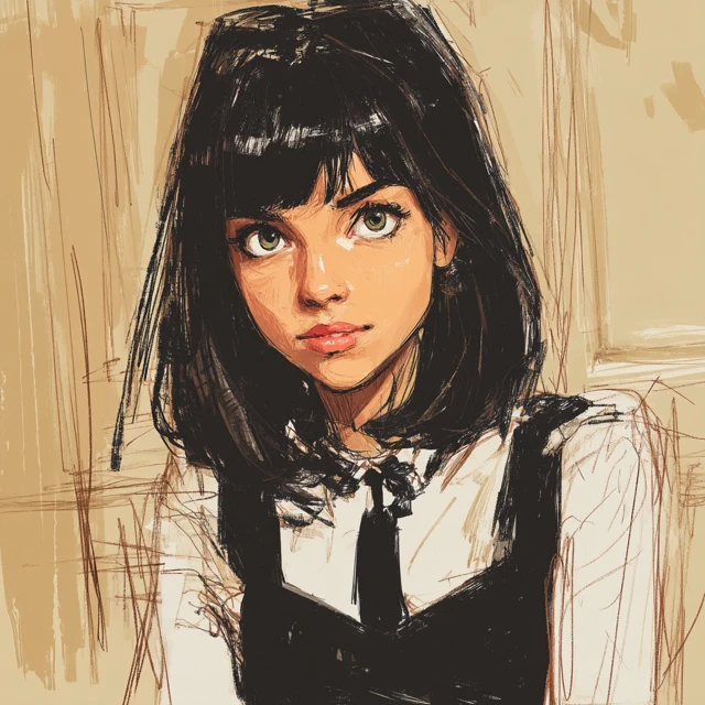 Contemplative Girl Portrait Painting