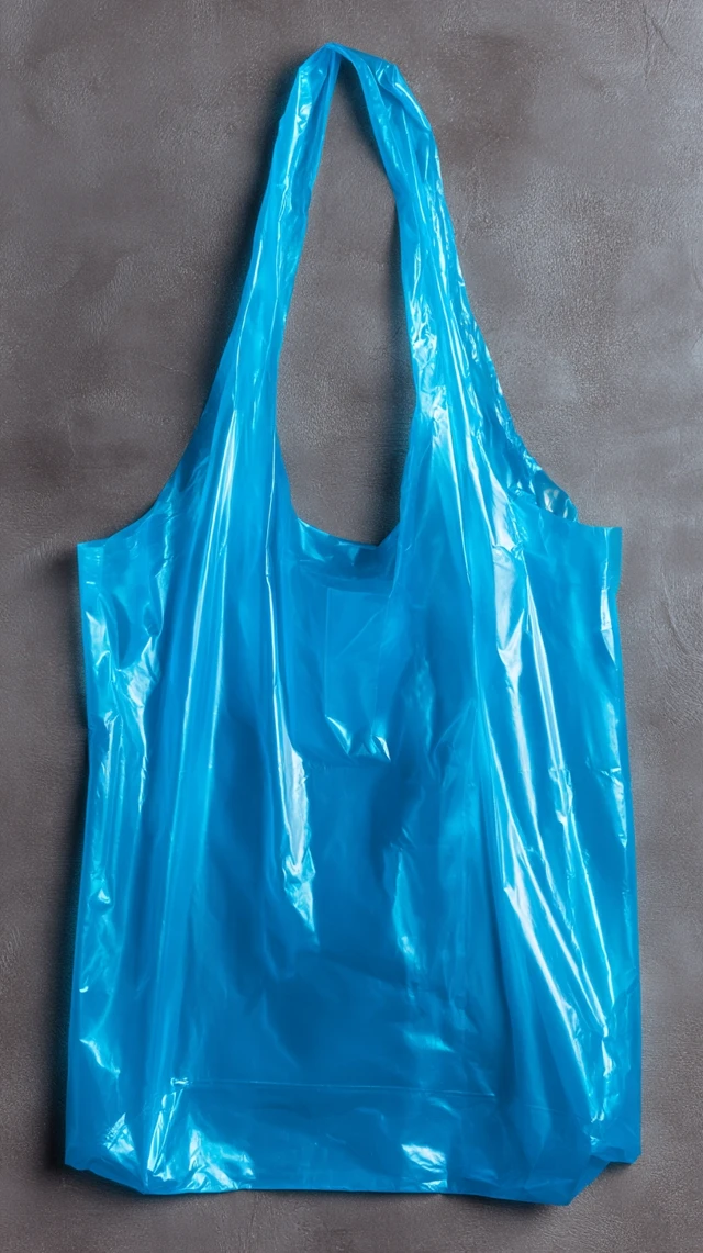 Blue Plastic Shopping Bag Isolated on White